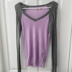 NWOT women's grey and lilac V-neck sweater